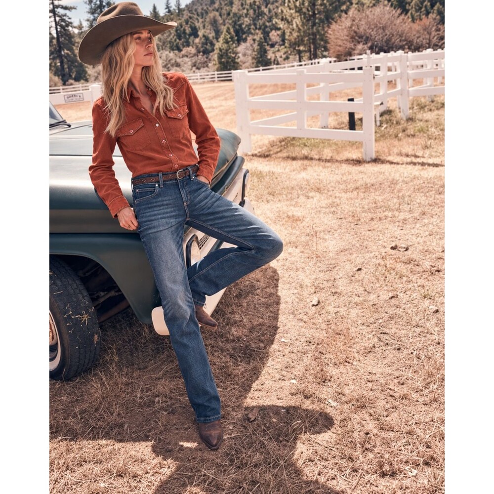 Wrangler Womens L Rust Faux Suede Western Shirt Diamond Snap Whipstitch Cowboy